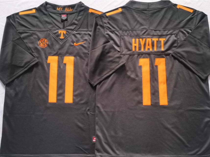 Men Tennessee Volunteers 11 Hyatt Black Nike 2025 NCAA Jersey